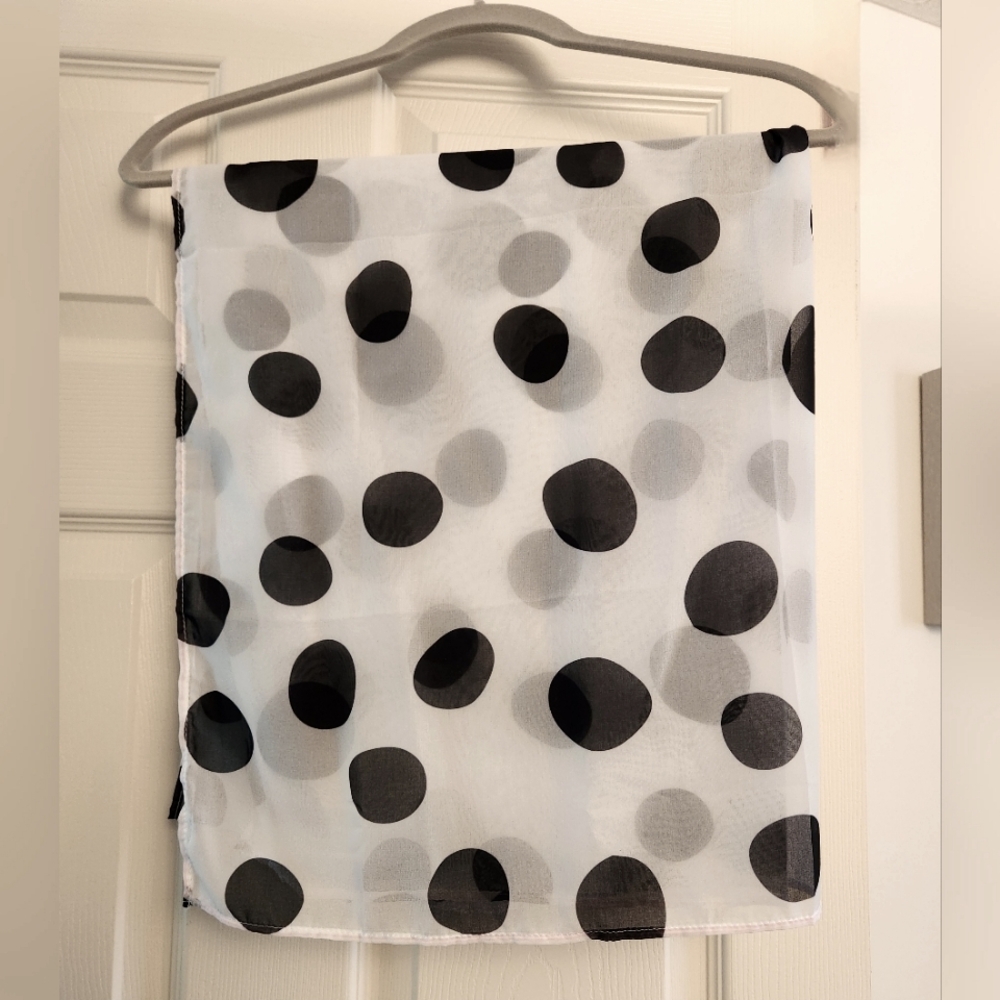 Black and white polka dot scarf